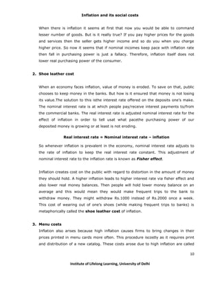 Social Card Example For Inflation Inflation and social cost | PDF