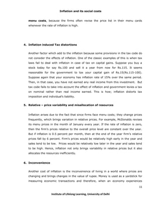 Social Card Example For Inflation Inflation and social cost | PDF