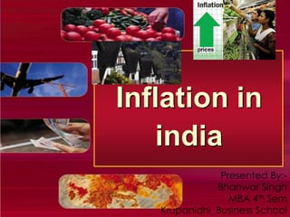 Inflation in india 1 Presented By:- Bhanwar Singh MBA 4th Sem Krupanidhi  Business School   