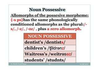Zero Allomorph Inflectional Paradigms - morphology- Dr. Shadia Yousef Banjar | PDF