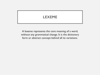 Lexeme Form Understanding Word Forms: Inflection, Derivation, and Lexemes in ...