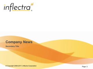 © Copyright 2006-2017, Inflectra Corporation
®
Page: 3
Company News
Secondary Title
 