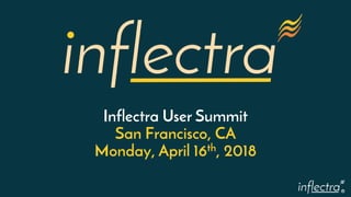 ®
Inflectra User Summit
San Francisco, CA
Monday, April 16th, 2018
 