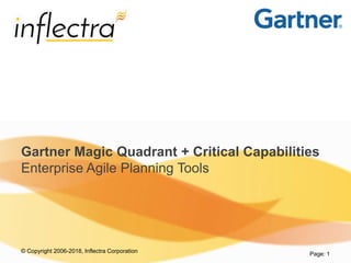 © Copyright 2006-2018, Inflectra Corporation
Page: 1
Gartner Magic Quadrant + Critical Capabilities
Enterprise Agile Planning Tools
 