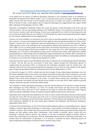 Influence of Farmer Level of Education on the Practice of Improved ...