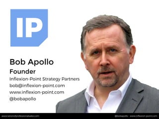 associationofprofessionalsales.com @bobapollo www.inﬂexion-point.comassociationofprofessionalsales.com @bobapollo www.inﬂexion-point.com
Bob Apollo
Founder
Inﬂexion-Point Strategy Partners
bob@inﬂexion-point.com
www.inﬂexion-point.com
@bobapollo
 