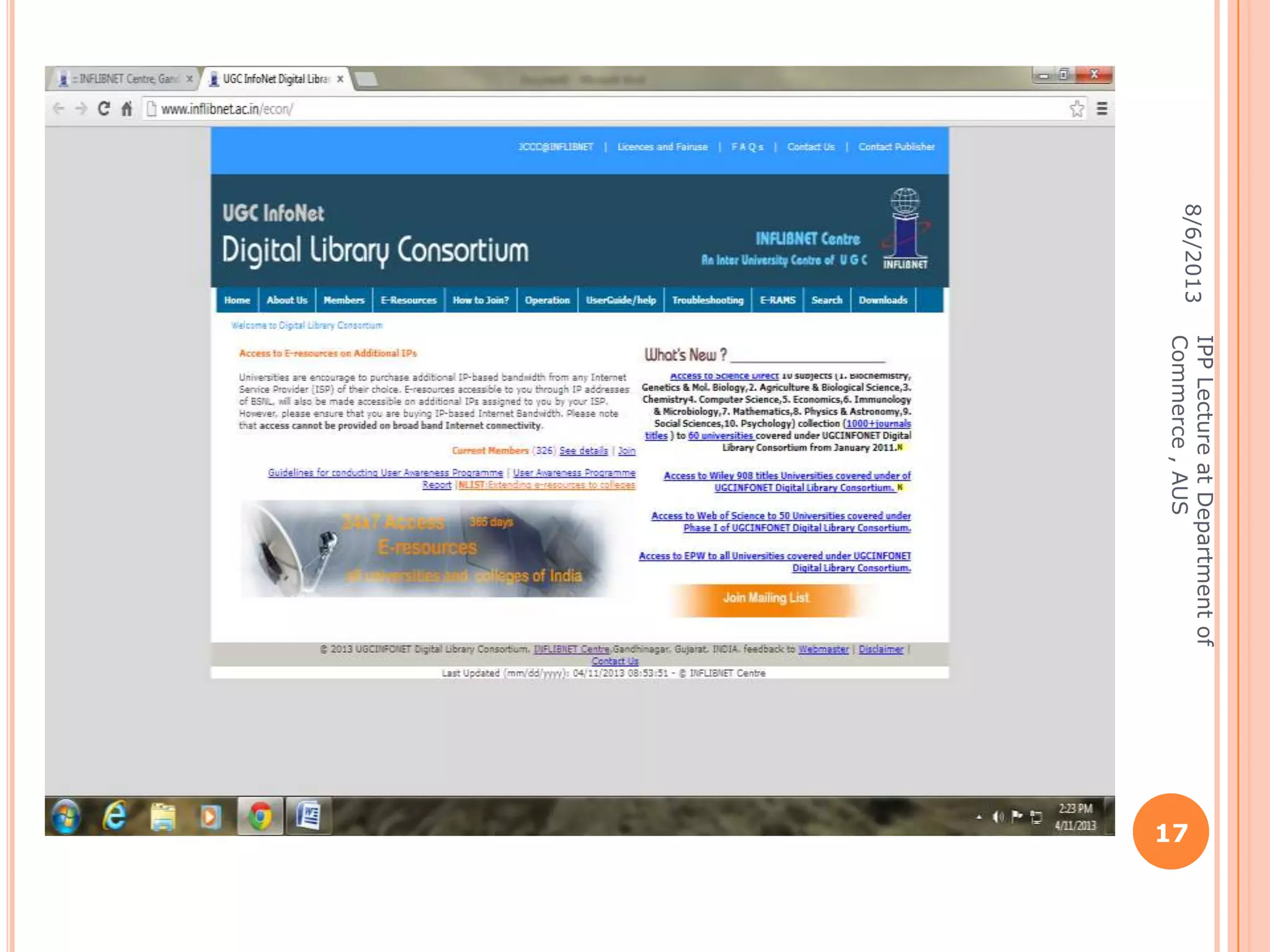 8/6/2013
IPPLectureatDepartmentof
Commerce,AUS
17
 