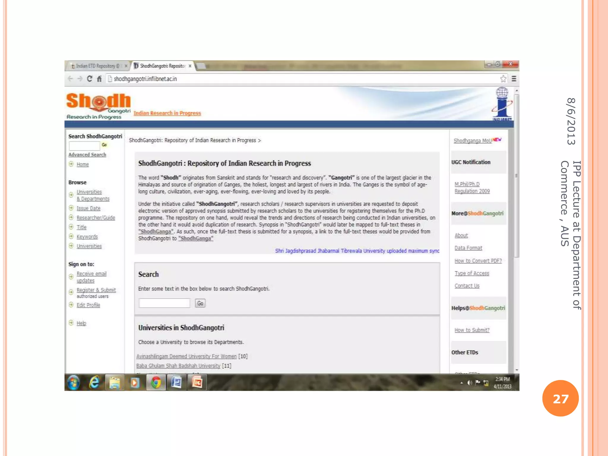 8/6/2013
IPPLectureatDepartmentof
Commerce,AUS
27
 