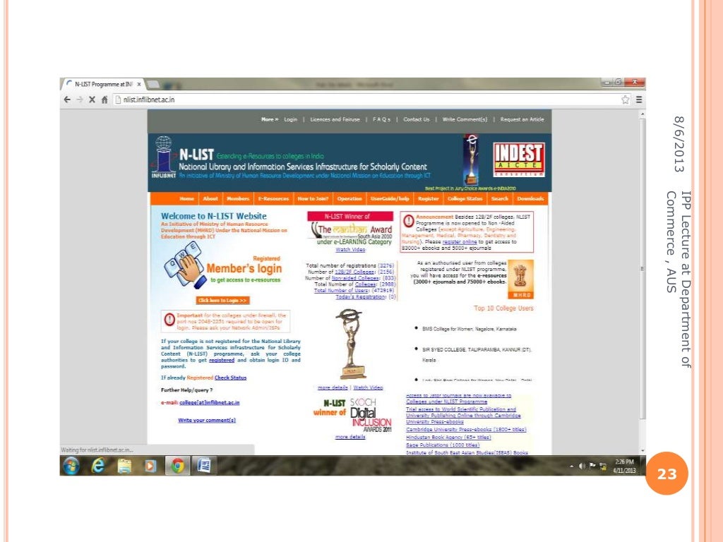 and ugc digital library consortium ipp lecture mks