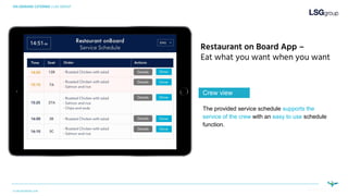 ON-DEMAND CATERING | LSG GROUP
Restaurant on Board App –
Eat what you want when you want
The provided service schedule sup...