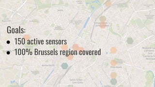 Goals:
● 150 active sensors
● 100% Brussels region covered
 