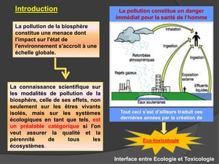 La pollution de la biosphère
constitue une menace dont
l'impact sur l'état de
l'environnement s'accroit à une
échelle glob...