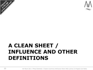 A clean sheet / influence and other definitions,[object Object],23,[object Object],4th March 2011 / Philip Sheldrake / Creative Commons Attribution Share Alike License 2.0 England and Wales,[object Object]