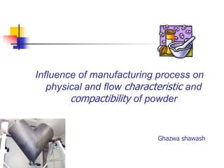 Influence of manufacturing process on
physical and flow characteristic and
compactibility of powder

Ghazwa shawash

 