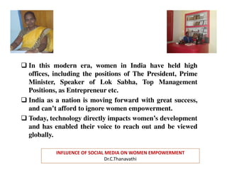Influence of social media on women empowerment-Dr.C.Thanavathi | PDF