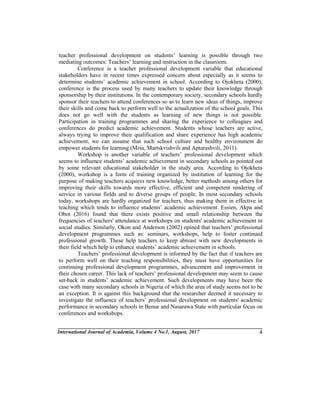 INFLUENCE OF TEACHERS PROFESSIONAL DEVELOPMENT ON STUDENTS ACADEMIC ...
