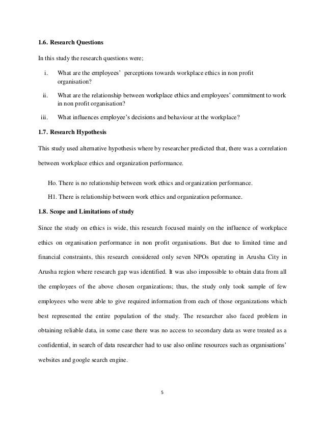 Influence Of Workplace Ethics On Organisation Performance