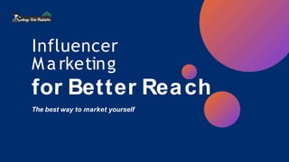 The best way to market yourself
Influencer
M a rketing
for Better Reach
 