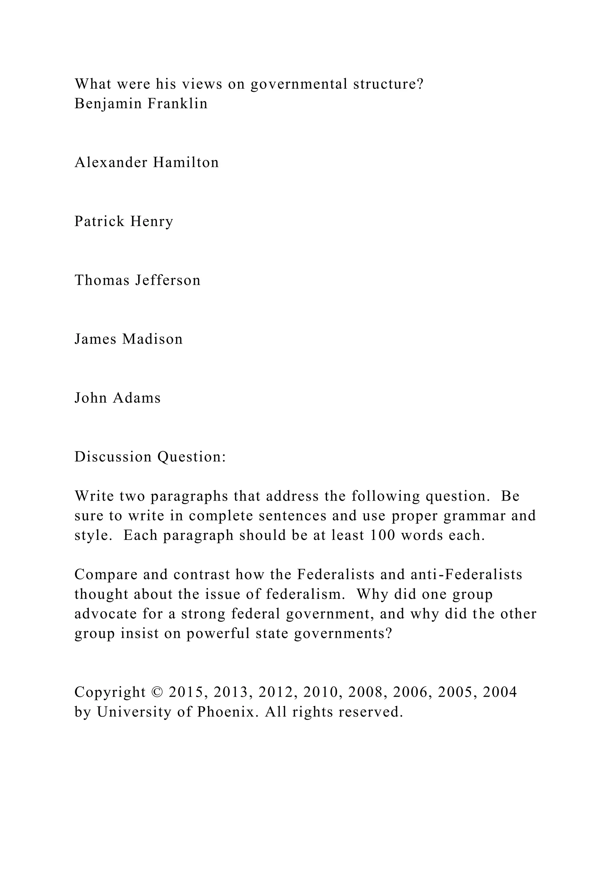 Influences on the Constitution TableHIS301 Version 81Univ.docx