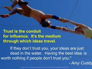 Trust is the conduit
for influence. It’s the medium
through which ideas travel.
If they don’t trust you, your ideas are ju...