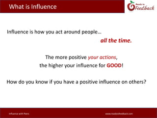 Webinar ObjectivesBy the end of this webinar, you will be able to:Influence with Peerswww.readytofeedback.com