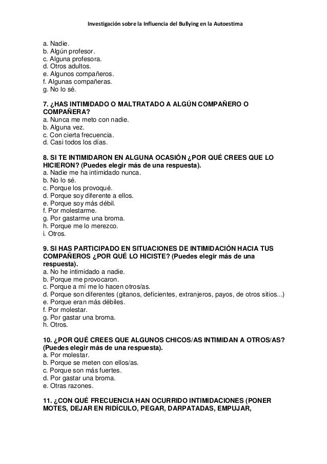 preguntas y respuestas sobre la autoestima influencia del bullying en el autoestima preguntas y respuestas sobre la autoestima influencia del bullying en el autoestima
