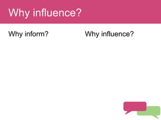 Why inform?
Question:Why influence?
Why influence?
 