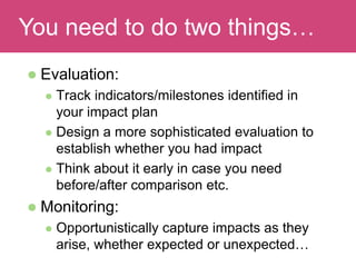 Read and discuss
 Do you systematically track the impact of
your research?
Monitoring impact
 