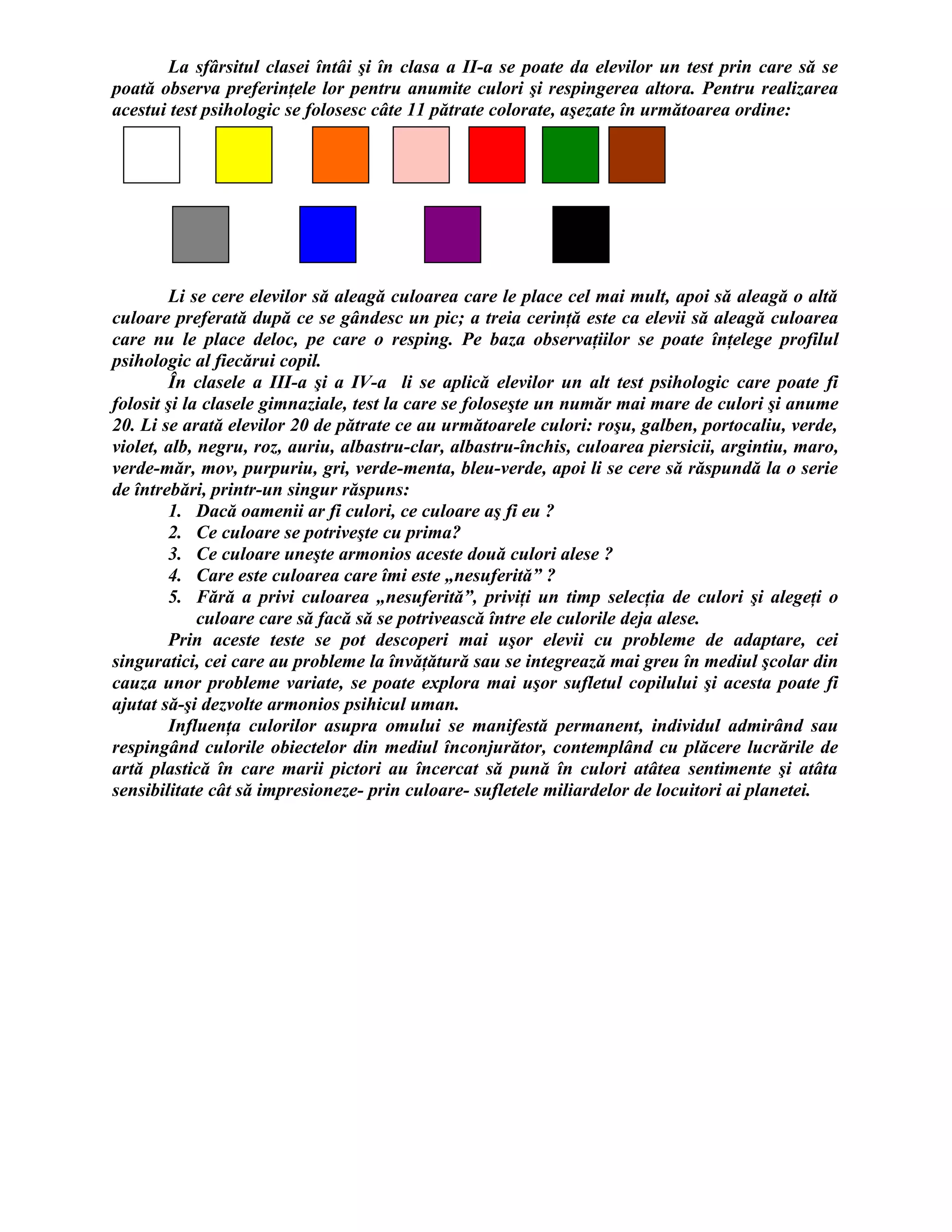 Influentarea culorilor | DOC