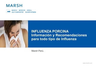 www.marsh.com
INFLUENZA PORCINA
Información y Recomendaciones
para todo tipo de Influenza
Marsh Perú.
 