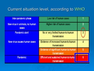 Current situation level, according to  WHO   