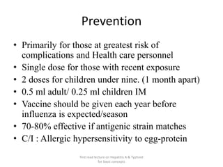 Influenza - epidemiology, prevention and control | PPTX