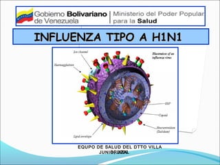 INFLUENZA TIPO A H1N1INFLUENZA TIPO A H1N1
EQUPO DE SALUD DEL DTTO VILLA
BRUZALJUNIO, 2009
 