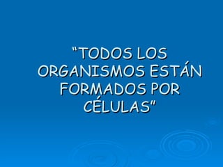 “TODOS LOS
ORGANISMOS ESTÁN
  FORMADOS POR
     CÉLULAS”
 