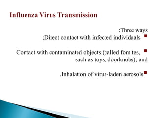 Three ways
:

Direct contact with infected individuals
;

Contact with contaminated objects (called fomites,
such as toys, doorknobs); and

Inhalation of virus-laden aerosols
.
 