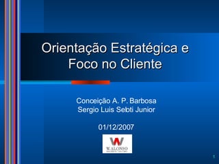 Orientação Estratégica e Foco no Cliente Conceição A. P. Barbosa Sergio Luis Seloti Junior 01/12/2007 