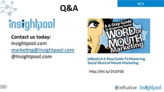 23
#CX	
  
Q&A	
  
Contact	
  us	
  today:	
  
Insightpool.com	
  
marke/ng@insightpool.com	
  
@Insightpool.com	
  
hRp://bit.ly/1lUZYZ6	
  
 