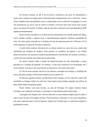 Influência da Alimentação no Desenvolvimento de Cobb