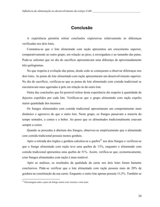 Influência da Alimentação no Desenvolvimento de Cobb