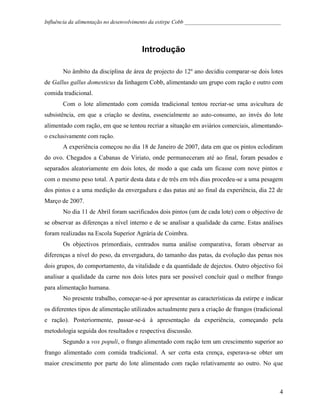 Influência da Alimentação no Desenvolvimento de Cobb