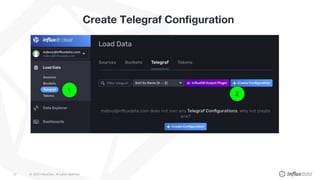 © 2020 InfluxData. All rights reserved.22
Create Telegraf Configuration
1
2
 