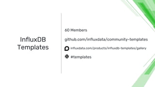 InfluxDB
Templates
60 Members
github.com/influxdata/community-templates
influxdata.com/products/influxdb-templates/gallery...