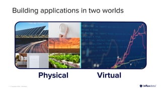 | © Copyright 2023, InﬂuxData
Building applications in two worlds
Physical Virtual
 