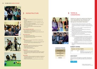 36

THE MBA THAT’S AHEAD OF THE BEST

TERMS &
CONDITIONS

INFRASTRUCTURE
Campus
• One of the Finest Management Education Infrastructures in the
Delhi/NCR.
• Accredited as Best Management Institute in Ghaziabad by Times
Research in 2010 & 12.
• Spread over 5.5 acres of land in the heart of Delhi/NCR, with good
connectivity to all places of Delhi/NCR.
• Ultra modern facilities, In-House Hostel, Class rooms, Conference
rooms and Syndicate rooms.
• Fully air conditioned auditorium with 400 seating capacity.
• Wi-Fi Campus.

Students are required to abide by the following
terms and conditions upon admission to the
course offered by the Jaipuria Institute of
Management, Vasundhara, Ghaziabad
1. The effort has been made to ensure the accuracy of the
information contained in this prospectus and it is issued on
condition that all matters are subject to change without prior
notice.
2. The course curriculum is subject to change based on the
affiliated university guidelines.
3. Fees payable for the course offered by the institute are
subject to review periodically.
4. It is the sole responsibility of the students to pay the fee
before due date. Failure of which may result in cancellation
of registration to the course/semester.
5. The registration fee once paid will not refunded by the
Institute.
6. The tuition fee can be refunded on the following conditionsa. If a candidate withdraws his/her admission prior to
commencement of the course, then the guidelines of
the affiliated university / AICTE will be followed.
b. If a candidate withdraws his/her admission after the
commencement of the course, then no fee will be
refunded.
7. The institute may terminate the admission, if it is found that
either false or misleading information has been made by the
student.

Library & JIM Information Centre
• Over 17,000 books, 100 national & international journals.
• Seating capacity of over 200 students.
• Peripheral Services of Re-prography, Bibliography Referencing, and
Unlimited Internet Access.
Gym & Fitness Centre
• Multi-utility Gym and ﬁtness centre.
• Ultra modern equipments for healthy state of mind & body.
• Yoga, Meditation and Aerobics centre.
Hostel
• Ultra modern in house girl’s hostel with fully air conditioned and
unlimited Internet access.
• One AC and one Non AC out of campus boy’s hostel equipped with
all modern facilities including unlimited Internet access.
Computer Labs
• Ultra modern computer labs with state of the art technologies.
• 200 Advanced Systems, connected to IBM server.
• 4 Mbps Internet connectivity.
• Windows 2008 server/Linux Platform.

ELIGIBILITY CRITERIA
ADMISSION PROCESS
Programme No. of Seats Eligibility*

Language Lab
• Ultra modern software based on CBT Methodology.
• Learning sessions for foreign languages i.e. French, German, Spanish.
• Online practice sessions to increase the student caliber in different
languages.
Sports Facility
• Various sports facilities are provided to the students, tournaments are
conducted for games like football, cricket, table tennis, volley ball,
basket ball and badminton.
• Students can also enjoy indoor games like pool, carom and chess.

Group Discussion

MBA

Personal Interview 1
Personal Interview 2
Admission

180

Graduation
(Min. 10+2+3) with at least 50% marks.
Valid UPSEE/CAT/MAT/CMAT score

LOAN FACILITY
Jaipuria Institute of Management, Vasundhara, Ghaziabad has
Education Loan Tie Up with Canara Bank across all branches in
India.

* Subject to admission norms of
concerned university(UPTU, Lucknow)

 