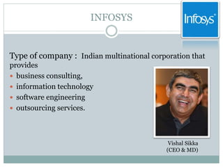 HISTROY
 Founded: July 2,1981
 Global Headquarters: Bangalore, India
 Founded by Narayan Murthy, Nandan Nilekani, N. S....