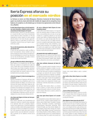 Mundo empresarial hispano sueco
20
mundoempresarialhispanosueco
En abril, Iberia Express hace un año de operacio-
nes entre Estocolmo y Madrid ¿Cuál es el posi-
cionamiento de Iberia Express en Suecia?
Para Iberia Express, Suecia es un mercado importan-
te y muestra de ello es que hemos incrementado
nuestra oferta de vuelos a Estocolmo un 75% esta
temporada de verano, respecto al mismo periodo
del año anterior. En los meses de julio y agosto lle-
garemos a ofrecer un vuelo diario, con precios muy
competitivos desde 69 euros por trayecto, adqui-
riendo ida y vuelta.
Tras un año de operaciones ¿Qué valoración ha-
cen de esta ruta?
El hecho de que aumentemos vuelos ya refleja su
buen funcionamiento. Hemos recibido una muy
buena acogida de nuestros clientes, que además va-
loran las posibilidades de conexión que ofrecemos
con los más de 200 destinos nacionales e interna-
cionales de la red del Grupo Iberia.
¿En qué se diferencian Iberia e Iberia Express?
Iberia Express es la compañía low cost del Grupo
Iberia que compite en el segmento de vuelos de
corto y medio radio con los operadores internacio-
nales de bajo coste. Ambas compañías mantienen
un posicionamiento diferenciado, si bien Iberia Ex-
press aporta tráfico de conexión a Iberia en su hub
de Madrid de forma rentable y eficiente.
¿Cómoloconsiguen?¿Cuáleslaestrategiadesu
compañía?
Nosotros entendemos el segmento del bajo coste
ofreciendo precios muy competitivos, pero con un
excelente estándar de calidad y con el mismo nivel
de servicio de nuestra matriz Iberia. Hablar de cali-
dad en transporte aéreo es hacerlo de puntualidad
(el atributo más valorado por los pasajeros). Por eso,
Iberia Express ha logrado ser la aerolínea low cost
más puntual del mundo en 2014, según la consul-
tora independiente FlightStats, posición que ha re-
validado en los meses de enero y febrero de 2015.
¿Sus claves para lograr ser la low cost más pun-
tual del mundo?
Iberia Express desarrolla unos procedimientos de
trabajo que involucran a todas las áreas implicadas
en la operación diaria de la compañía. Departa-
mentos como Operaciones y Comercial trabajamos
unidos en el análisis y diseño de las programaciones
para lograr la máxima puntualidad en las operacio-
nes. Y, por supuesto, la mayor clave está en nuestro
equipo humano, que está altamente comprome-
tido y motivado con los objetivos comunes de la
compañía.
¿En qué se diferencia Iberia Express de otras
compañías aéreas?
El valor diferencial de Iberia Express en el mapa del
sector de transporte aéreo en Europa es ser la pri-
mera y única aerolínea low cost que, a la vez que
compite en su segmento, alimenta un hub (el de
nuestra matriz Iberia en Madrid) aportando tráfico
de conexión a sus vuelos de largo radio. Para man-
tener su estructura de red y ser viables financiera-
mente, las compañías tradicionales deben disponer
de un operador de bajo coste competitivo, y que
además pueda transportar a los pasajeros de red,
en nuestro caso pasajeros que vuelan desde algún
punto de Europa o de España a un destino intercon-
tinental, a través del hub de Madrid.
¿Ha tenido éxito este modelo de negocio?
Desde luego que sí. En menos de tres años hemos
logrado situarnos entre las primeras cuatro compa-
ñías aéreas del aeropuerto Adolfo Suárez Madrid-
Barajas y afianzarnos como la low cost de Madrid.
¿Qué otros atributos destacaría de Iberia Ex-
press?
Sin duda su marcado carácter innovador. Somos la
primera aerolínea en España en instalar a sus avio-
nes ya operativos sharklets, una estructura aerodi-
námica que disminuye la resistencia aerodinámica
y consigue una reducción del consumo. También
hemos sido los primeros en implantar una platafor-
ma digital de entretenimiento a bordo en los vuelos
de corto y medio radio. A través de esta plataforma,
denominada Immfly, nuestros pasajeros pueden
acceder a través de sus dispositivos móviles a gran
variedad de contenidos relacionados con el destino
de su vuelo.
Por otro lado, Iberia Express ofrece a sus clientes
Check in Express, un nuevo servicio que permite
realizar la facturación online en el mismo momen-
to de la compra, seleccionar su asiento y obtener la
tarjeta de embarque.
¿Qué rutas opera Iberia Express en la actuali-
dad?
Esta temporada de verano, Iberia Express opera un
total de 36 rutas. Desde la capital española, la ae-
rolínea vuela a Dublín, Berlín, Dusseldorf, Stuttgart,
Hannover, Ámsterdam, Estocolmo, Copenhague,
Londres/Gatwick, Manchester, Edimburgo, París/
Charles de Gaulle, Lyon, Niza, Nantes, Nápoles, Ve-
rona, Budapest, Atenas, Ibiza, Santiago de Compos-
tela, Vigo, Sevilla, Málaga, Lanzarote, Fuerteventura,
Gran Canaria,Tenerife, La Palma y Mallorca; mientras
que desdeTenerife conecta con Londres/Heathrow,
Lyon, Asturias y Vigo. Por su parte, tanto desde Gran
Canaria como desde Mallorca vuela a Londres/
Heathrow.
¿Qué tarifas ofrece Iberia Express en sus bille-
tes?
Iberia Express ofrece unas tarifas muy competitivas.
Los precios desde Madrid van desde los 29 euros
por trayecto para Península Ibérica, desde 69 euros
por trayecto a las Islas Canarias o desde los 49 eu-
ros por trayecto a Europa (siempre comprando ida
y vuelta).
¿Cuál es la flota de Iberia Express?
En la actualidad, Iberia Express cuenta con una flo-
ta de 17 aviones Airbus 320. A lo largo de este año
2015 incorporará 3 nuevas unidades, alcanzando
una flota de 20 aviones.
¿Qué objetivos tienen para este año 2015?
En tan solo tres años de actividad, Iberia Express ha
operado más de 30 rutas en España y Europa, lide-
rado el ranking mundial de puntualidad de las low
cost y se ha situado entre las cuatro primeras com-
pañías aéreas del Aeropuerto Adolfo Suárez Madrid-
Barajas por volumen de pasajeros, llegando incluso
a la tercera posición durante varios meses. Para este
año nuestro objetivo es seguir trabajando en esta
línea y consolidarnos como la low cost de Madrid.
Iberia Express afianza su
posición en el mercado nórdico
La Cámara se reúne con Silvia Mosquera, Directora Comercial de Iberia Express,
quien nos revela las claves del éxito del modelo de negocio de la compañía y hace
balance al cumplirse un año desde que se iniciaron las operaciones entre Estocol-
mo y Madrid.
Silvia Mosquera, Directora Comercial de Iberia Express.
 