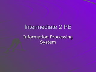 Intermediate 2 PE Information Processing System 