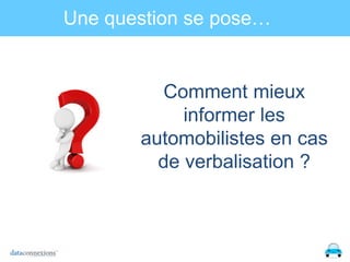 Une question se pose…

Comment mieux
informer les
automobilistes en cas
de verbalisation ?

 