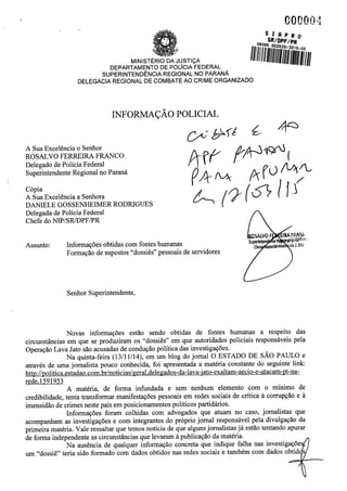 Segunda Informação do DPF Igor Romário sobre o dossiê