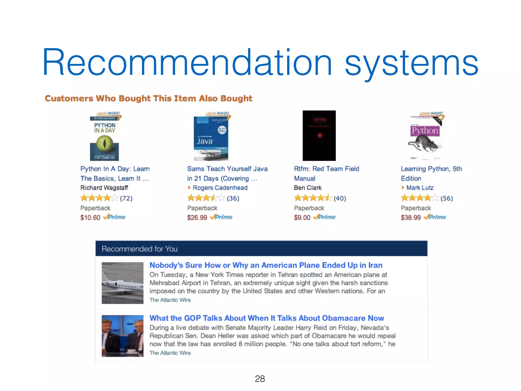 Recommendation systems
28
 